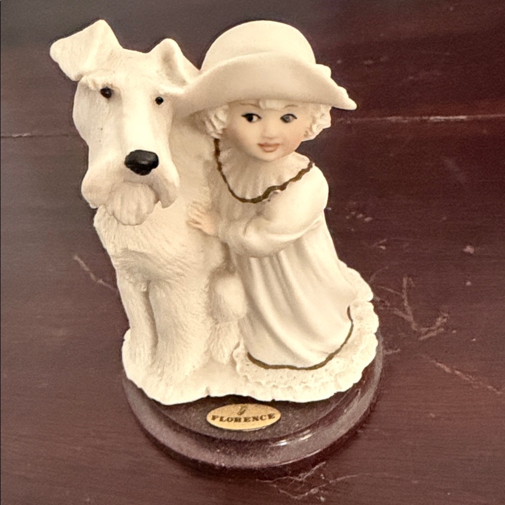 Florence White Girl and Dog Porcelain Figurine